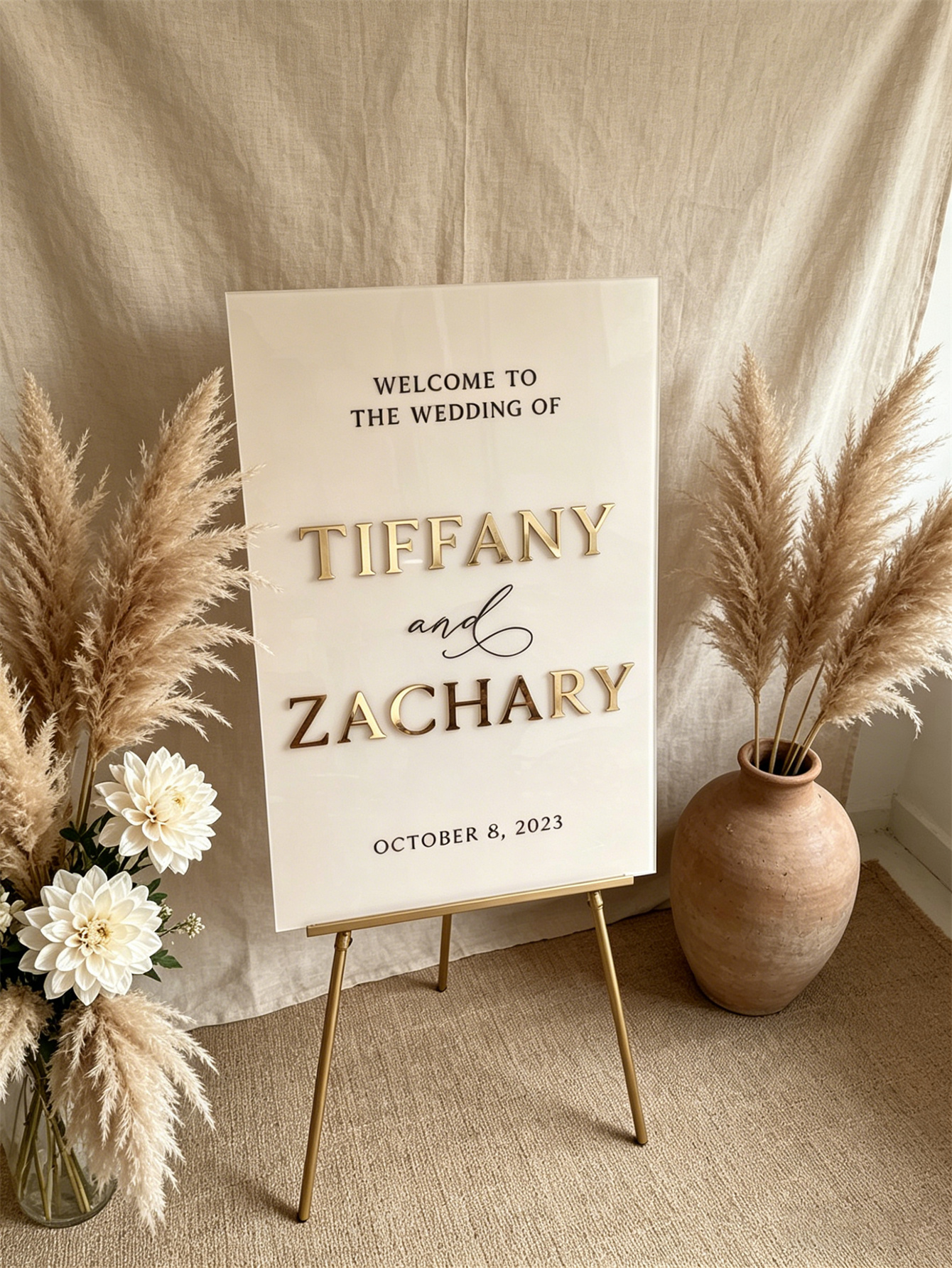 Wedding Welcome Sign - Personalized acrylic wedding welcome sign, modern and fashionable decoration of the wedding entrance. Welcome to our wedding sign